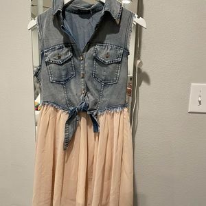 Denim vest high low dress